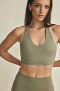 Halter Sports Bra - Fern